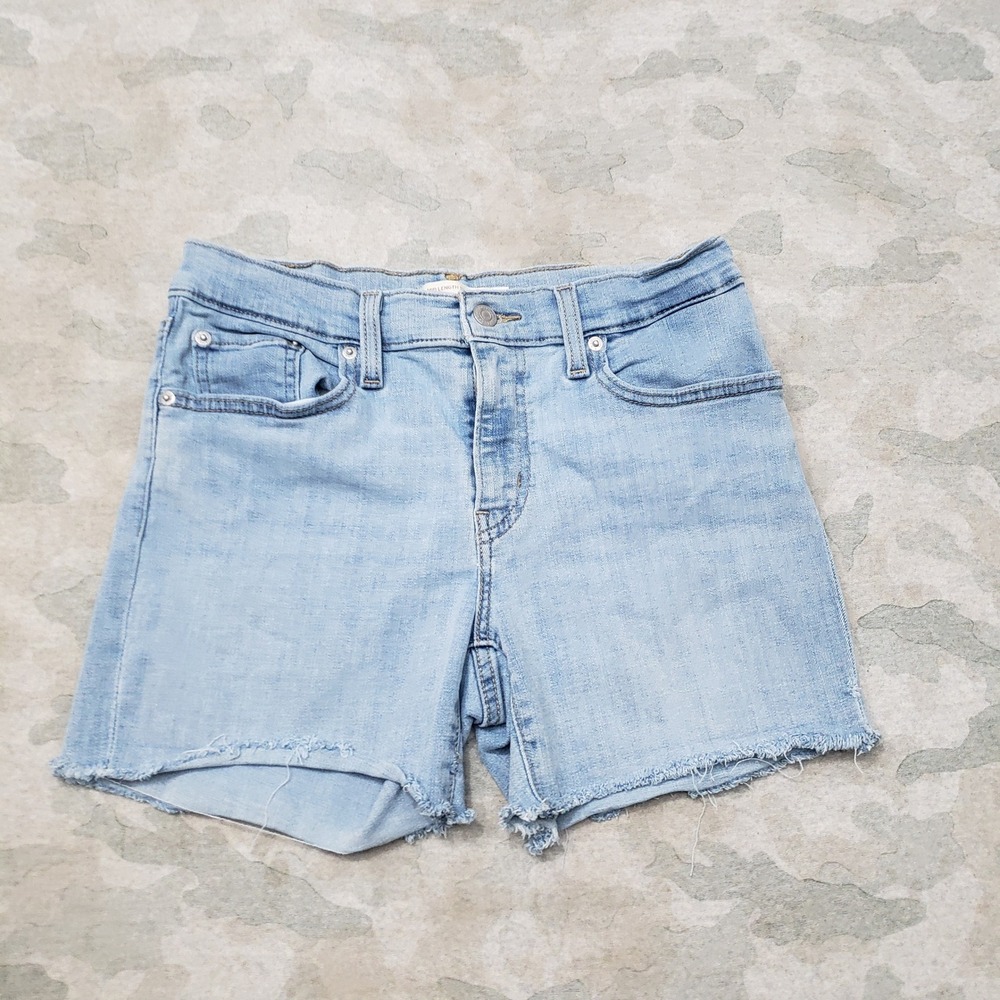Levi's Shorts Womens 28 Blue Pockets Mid Length Denim Light Wash Casual Stretch